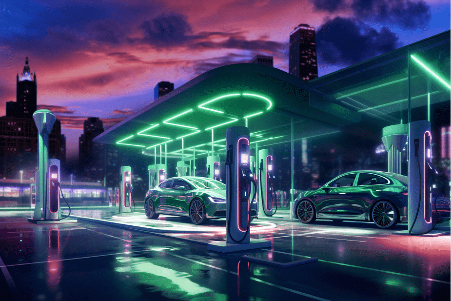 Oplaadstation met electrische auto's
